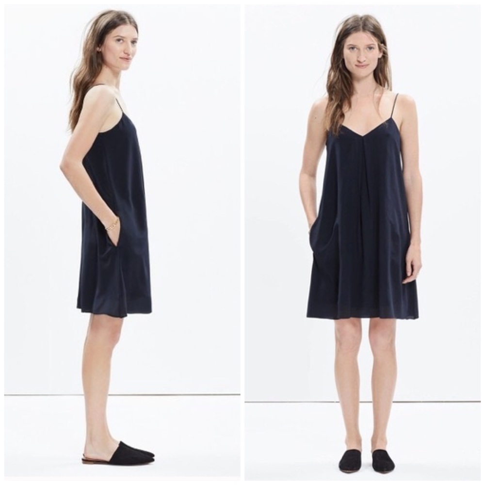 Madewell silk trapeze cami dress with pockets